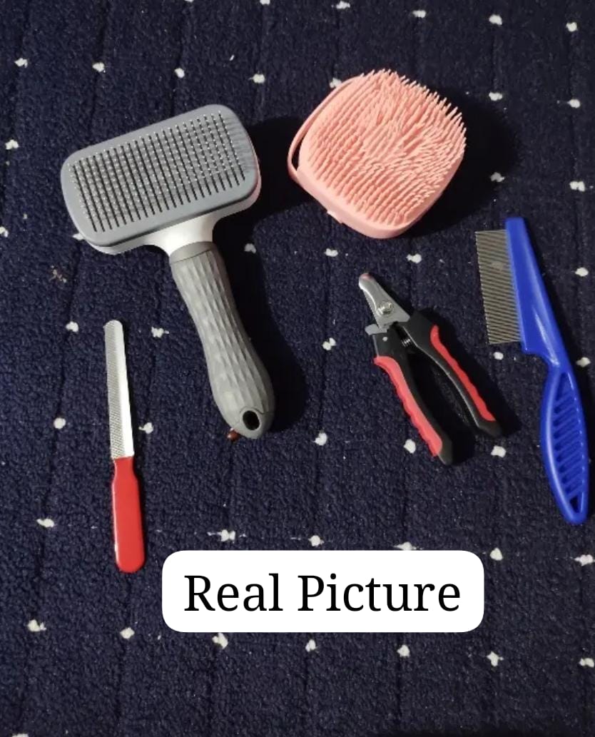 pet hair remover comb, flea comb, shampoo brush, nail clippers (multicolor) pet hair remover comb, flea comb, shampoo brush, nail clippers (multicolor)