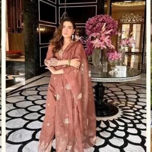 brown ethnic wear suit with dupatta