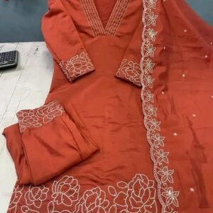 brown ethnic wear suit with dupatta